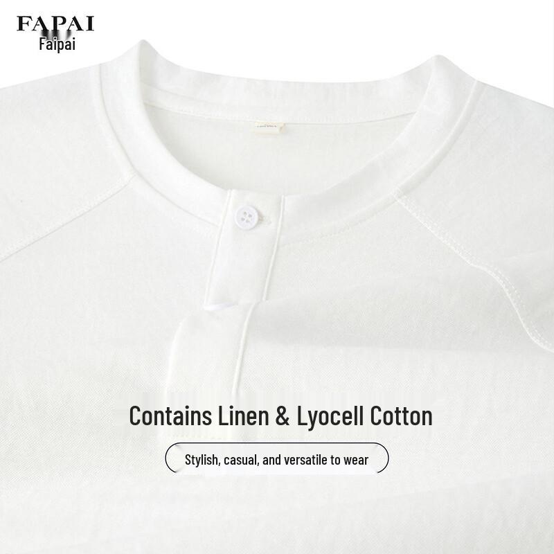 

FAPAI Men s Round Neck T-Shirt with Linen & Tencel Cotton XL 52
