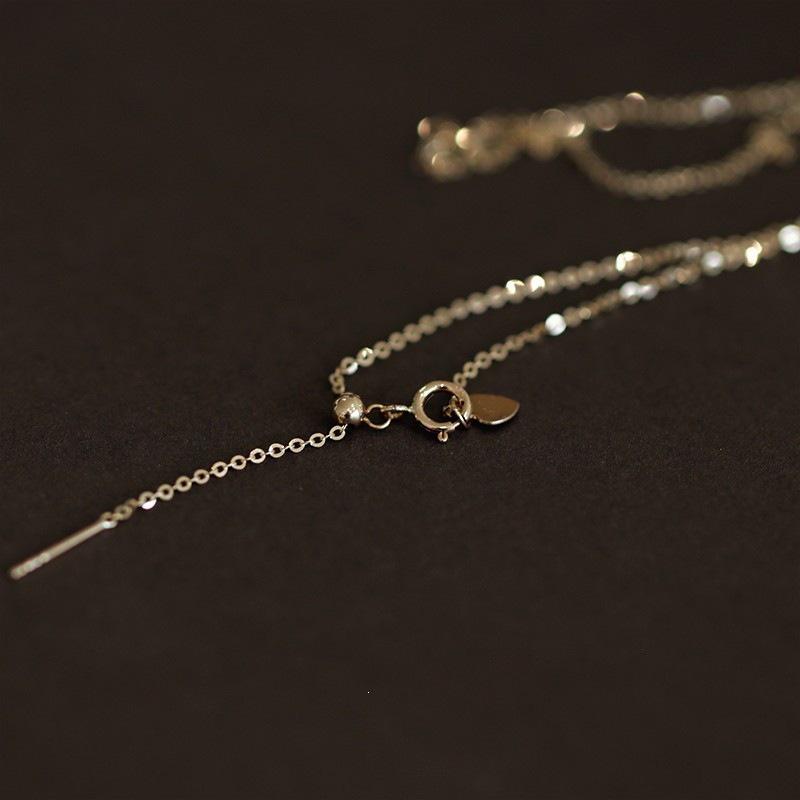 Xin Zhe Mei S925 Sterling Silver 14K Gold Plated Adjustable Chain Necklace with Plain Pendant Gold Color