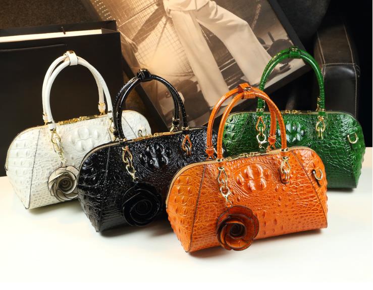 Genuine Leather Crocodile Pattern Women Bag Handbag Women's New Fashion Shoulder Messenger Bag Large Capacity Pillow Bags