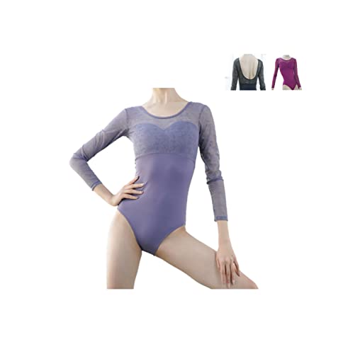 ProDance Women s Solid Lace Long Sleeve Ballet Leotard (PLL011BA, XL (170), Lavender)