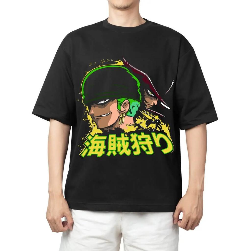 Japan Anime One Piece Roronoa Zoro Manga Graphic Print T-shirt Men Women Streetwear Y2k Harajuku Fashion Casual Oversized Top Cotton Summer New Tee