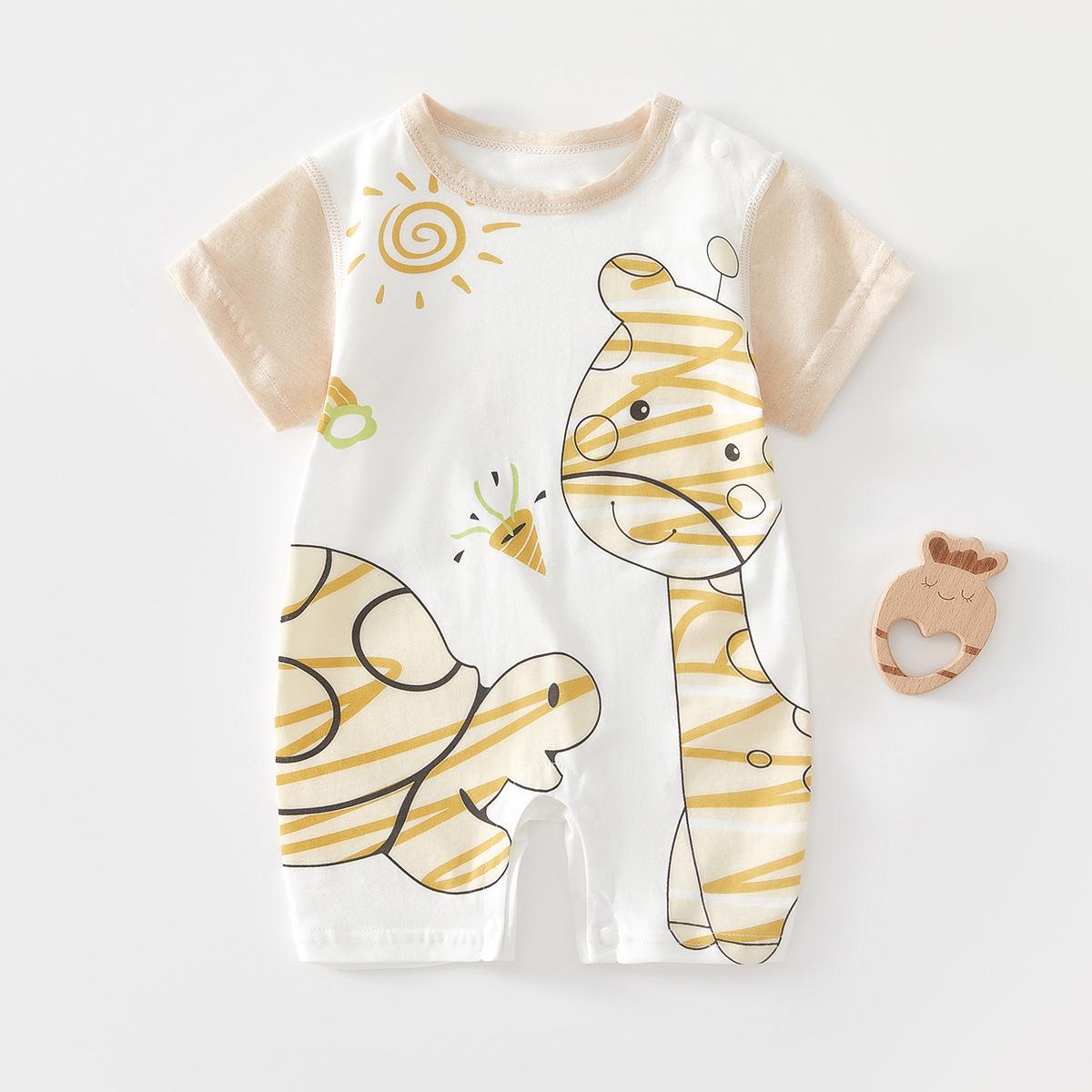 

Комбинезон унисекс из чистого хлопка с короткими рукавами для новорожденных - цельный комбинезон без косточек для ползания малышей Size 73 (6-12 months)