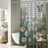 Stained Glass Floral Butterfly Shower Curtain Set Abstract Geometric Aesthetic Daisy Spring Flower Shower Curtains Botanical Pla