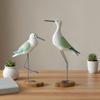 2pcs Wooden Seagull Statues – Nautical Coastal Bird Figurines for Beach Home Decor
