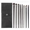 HMU Custom Logo Black Vegan Wooden Fluffy Blending Eyeshadow Brushes Private Label With Case