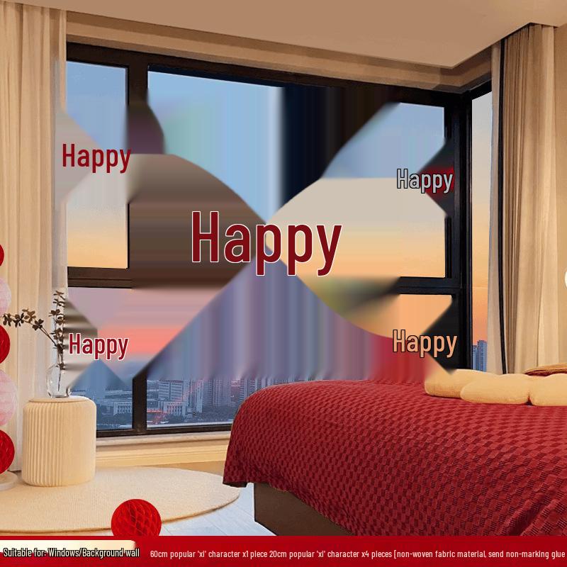 Lot d'autocollants Double Bonheur de Mariage: Décorations de chambre, fenêtre, porte et fiançailles