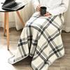 Thickened Plaid Flannel Blanket Shawl for Office