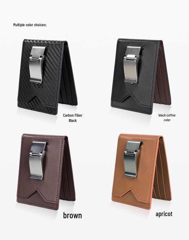 Multifunctional Minimalist Metal Money Clip Wallet with PU Leather and Multiple Card Slots for Men