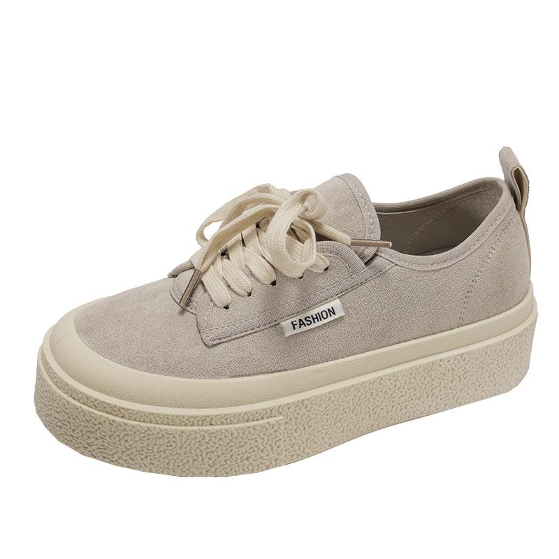 Classic Student Versatile Beige Thick Baseplate Shoes Women's 2025 New Spring Popular Leisure Sports Soft Baseplate Shoes