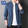 ROMON Men's 100% Cashmere Baseball Collar Zipper Cardigan