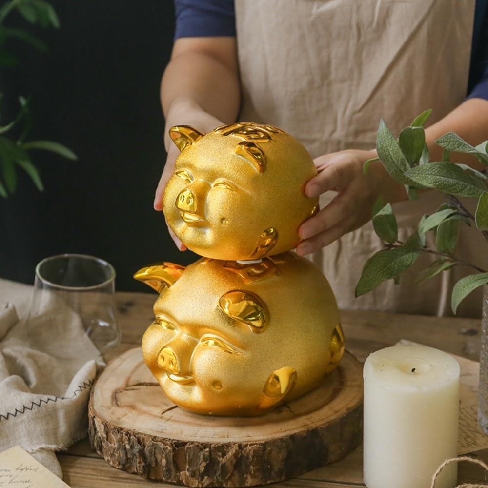 Ceramic Savings Money Tank Pig Mascots Money Jar Decorative Ceramic Piggy Money Bank  Household