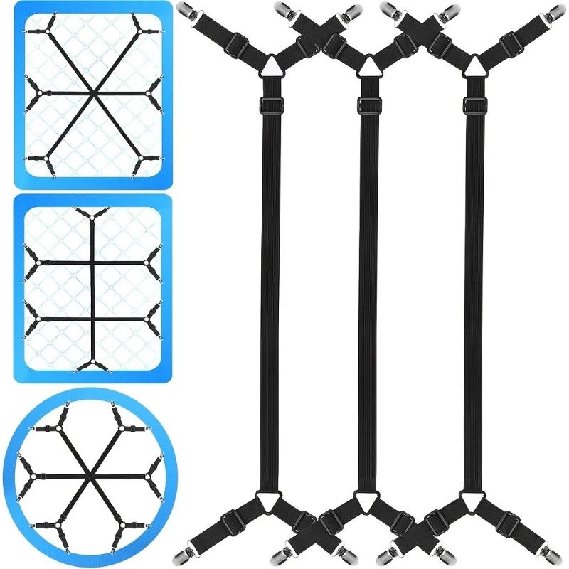Bed Sheet Holder Adjustable Elastic 12 Clips Fixed Holder Mattress Clip Fasteners Cover Blankets Grippers Fixing Non-Slip Strap