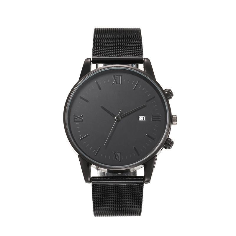 Minimalist Mens Quartz Watch With Calendar Function For Casual Daily Wear чёрный
