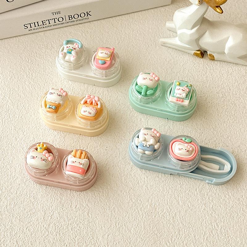 1pc Mini Contact Lens Case for Eyes Travel Kit Holder Cartoon Cute Cosmetic Contact Lenses Case Box Container Travel Accessaries