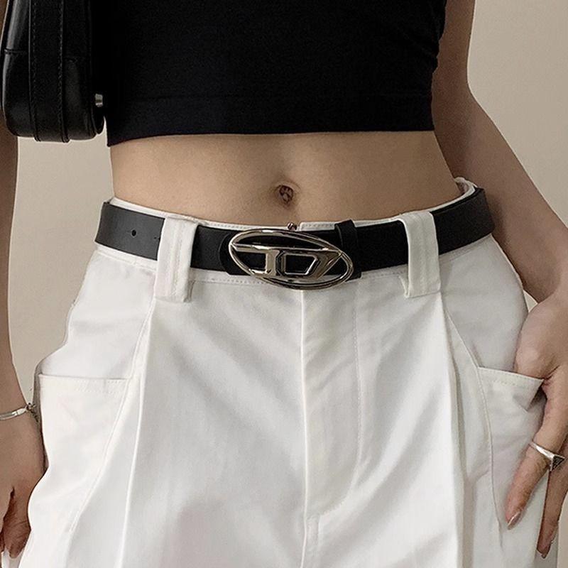 Modern Womens Black Denim Pants With Sleek Minimalist Design And Belt