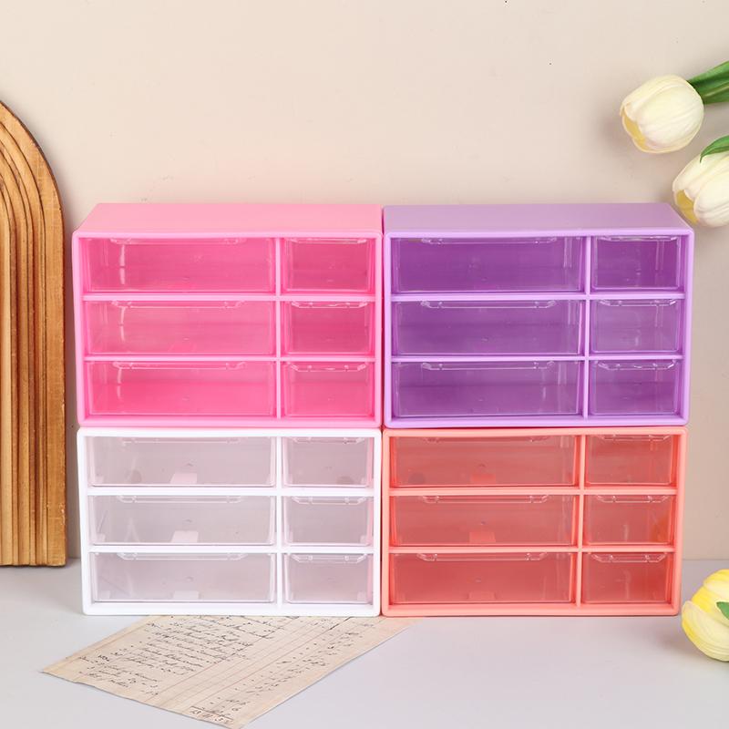 Transparent Six Grid Drawer Box Multi-Layer Desktop Storage Box Dustproof Organizing Box For Office Supplies Stationery Jewelry