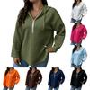 Women's Casual Long Sleeve Hooded Zip Up Top with Pockets Knit Wear