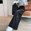 Women's High-Waisted Wide-Leg Velvet Jeans - Slimming, Loose Fit, Floor-Length, for Spring & Autumn