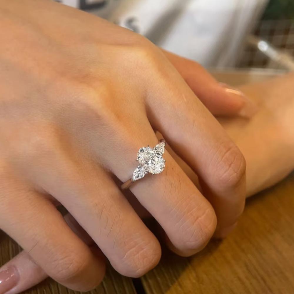 OEVAS Ovaler Schnitt 1,5 Karat Moissanit Ring 100% S925 Silber Für Frauen Ehering Feiner Schmuck