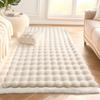 Cream Imitation Rabbit Fur Carpet - Ideal for Bedroom, Cloakroom, Living Room, or Bay Window. Bubble Velvet Plush Mat.