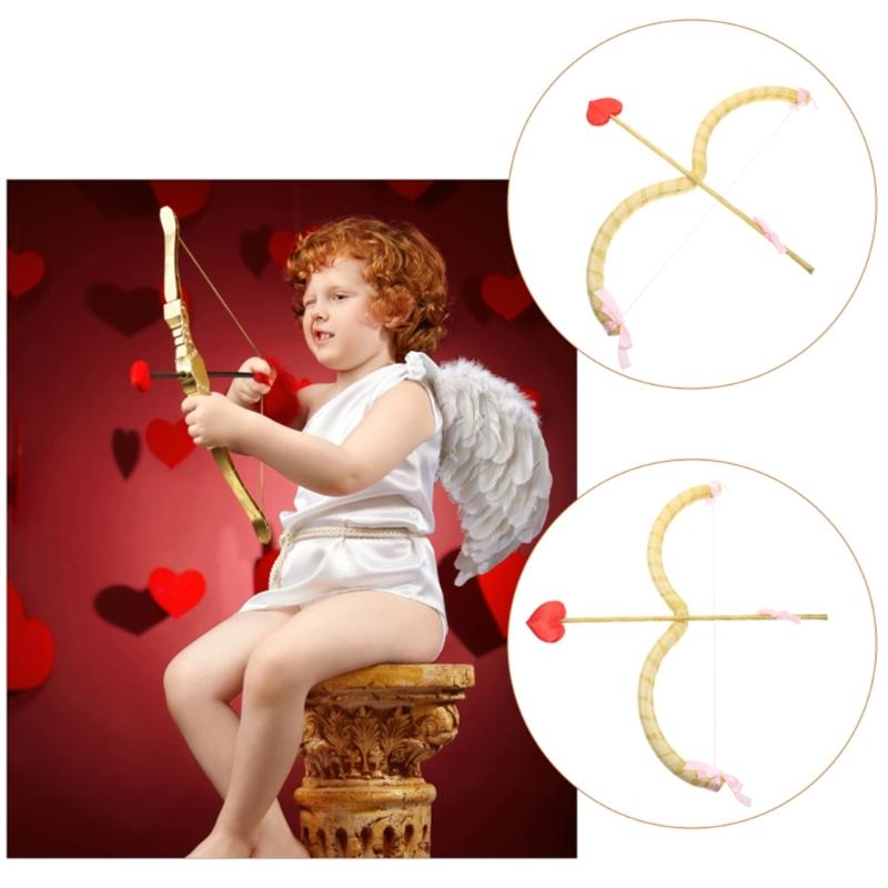 Valentine's Day Outfit Cupid-Bow-and-Arrow Set Cupid-Costume Accessory Prop for Christmas Halloween Birthday Party Props
