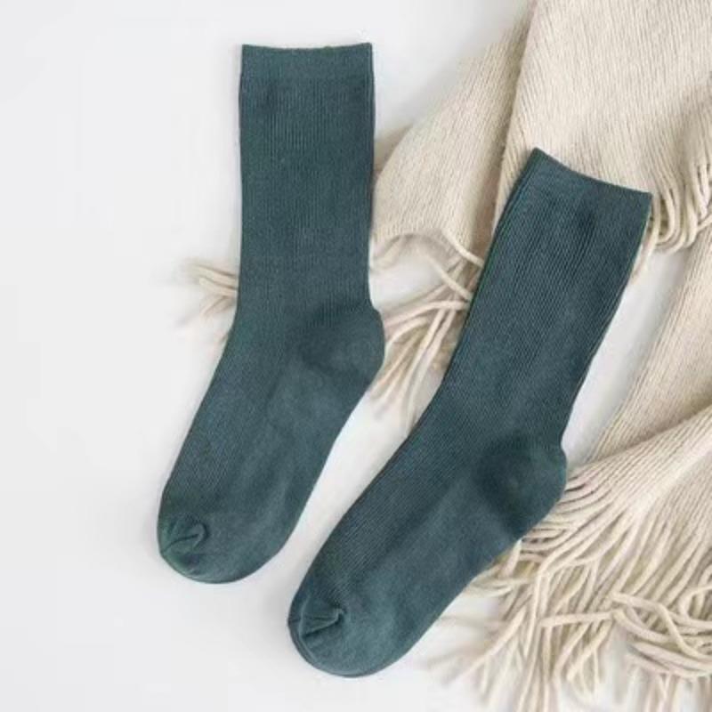 

CHAOZHU Японські Корейські Шкільні Гольфи для Старшокласниць Вільні Однотонні В язані Подвійними Голками Бавовняні Довгі Шкарпетки для Жінок one size зелений