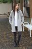 Necoat Long Long Light Size L Women's Hoodie, Fleece-Lined, Sleeves, Fall/Winter, Gray,