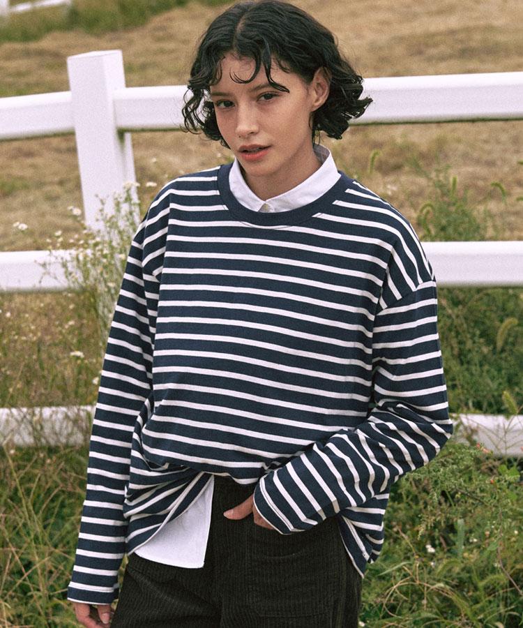 Geullounoteu Classic Striped T-Shirt [Navy]