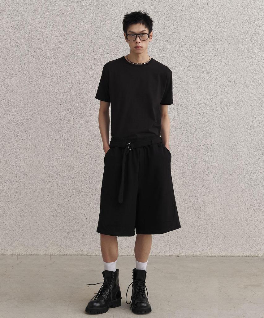 SENTAIR Belted Bermuda Wide Pants_Black