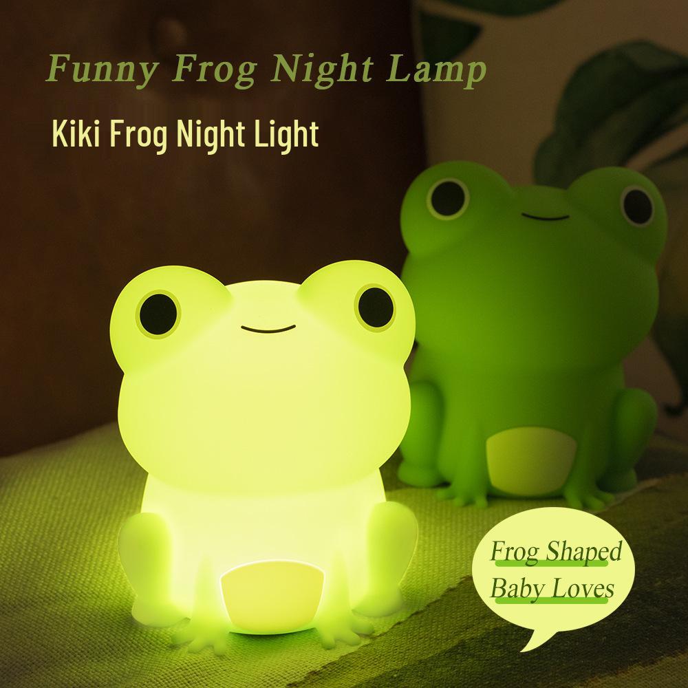 Kiki Frog Silicone Night Light: Multi-Mode Dimming & Timer, Child's Sleep Companion, Rechargeable