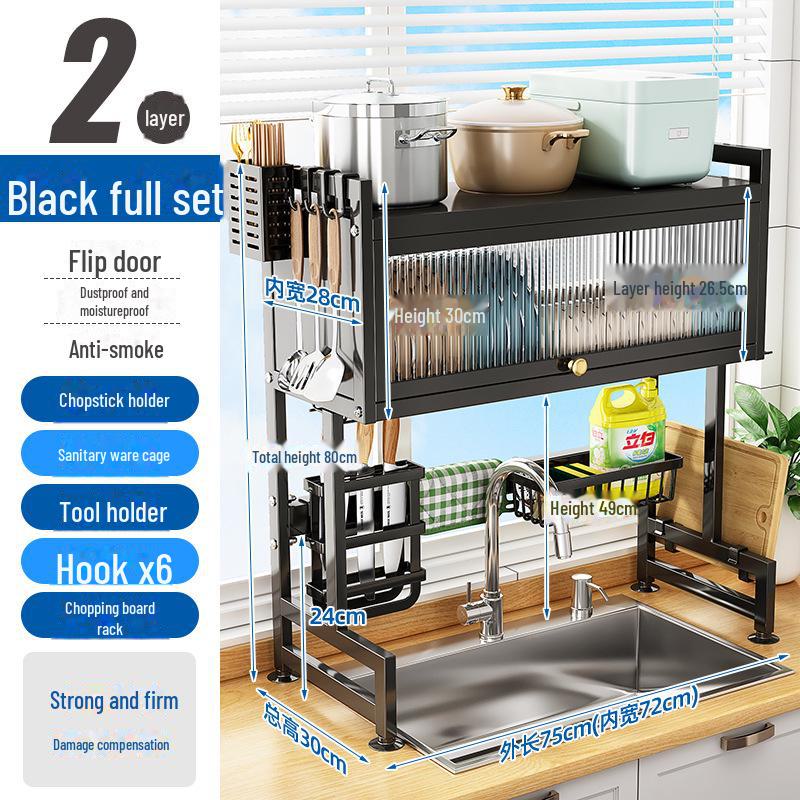 "Multifunctional Kitchen Sink Dish Storage & Drain Rack"