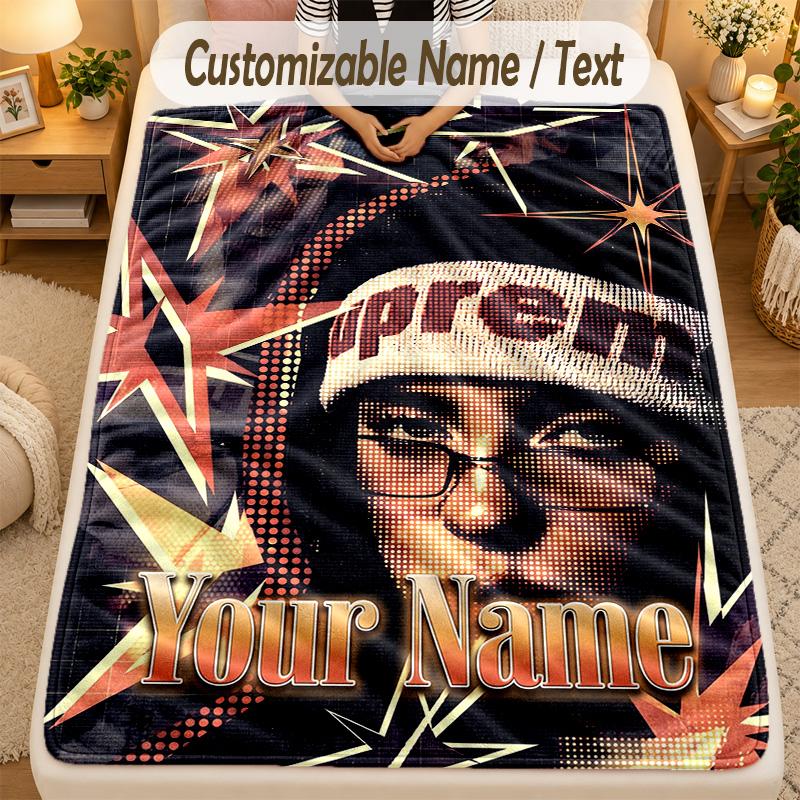 Flannel BlanketBillie Eilish Custom Name Text Personalized Soft Warm Throw Blanket Home Decor Gift