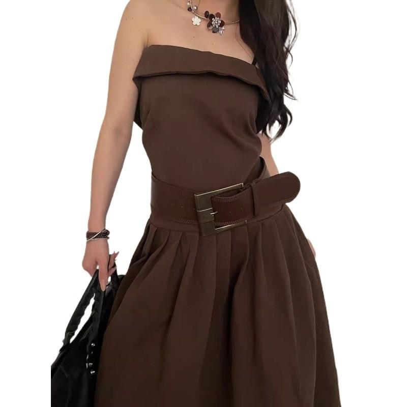 Vintage Chic Brown Pu Wide Belt For Women Perfect For Dresses And Stylish Outfits