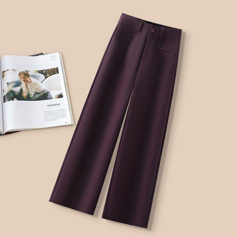 

Autumn Coffee Slimming Wide-Leg Pants - Women s 2026 Versatile Casual Trousers Size 27 (Elastic Waist) for 80-95 lbs