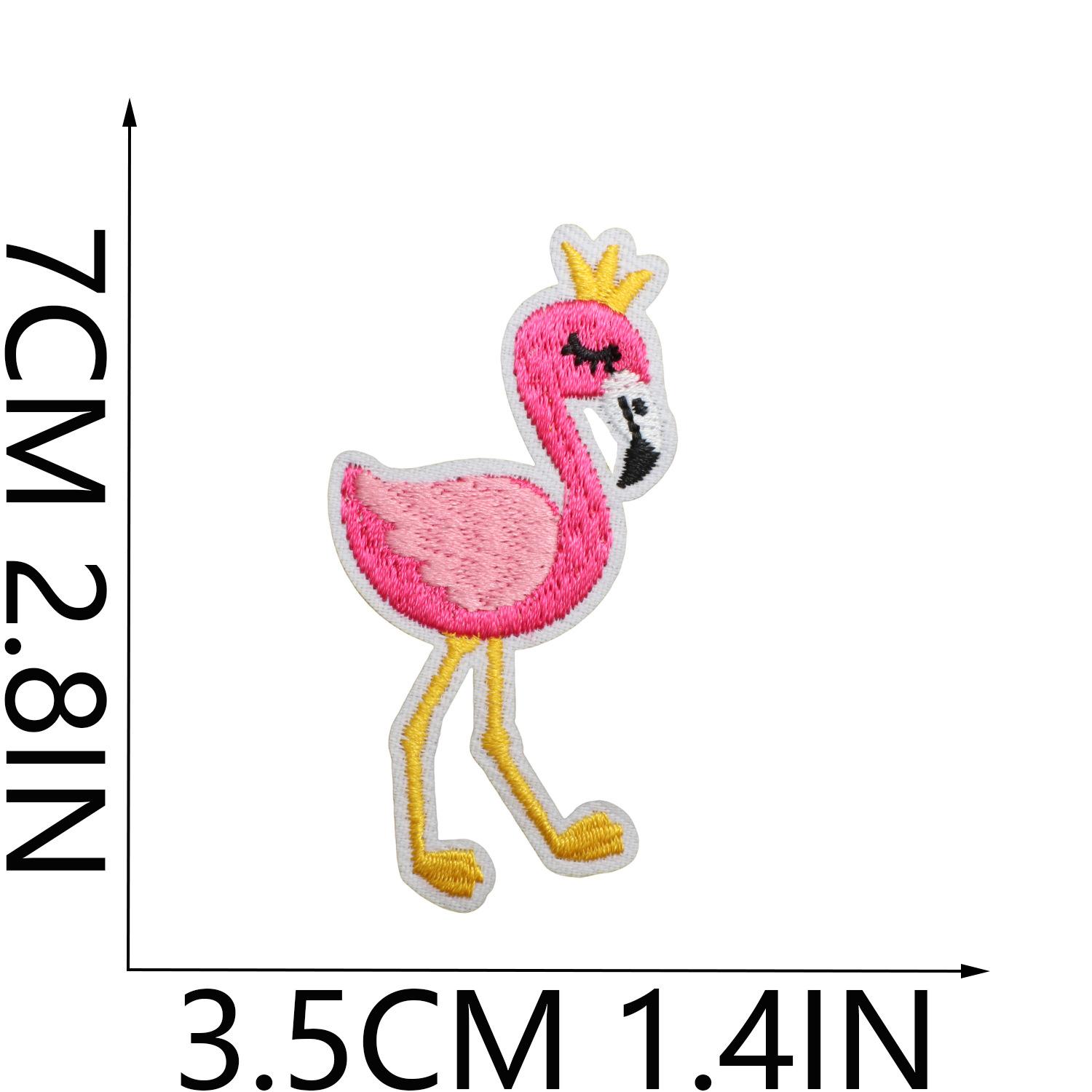 Flamingo Big Bird Embroidery Cloth Sticker Bag Decoration Cartoon Flamingo Patch Sticker Computer Embroidery Label Pink Love Bird No. 11_3 pieces