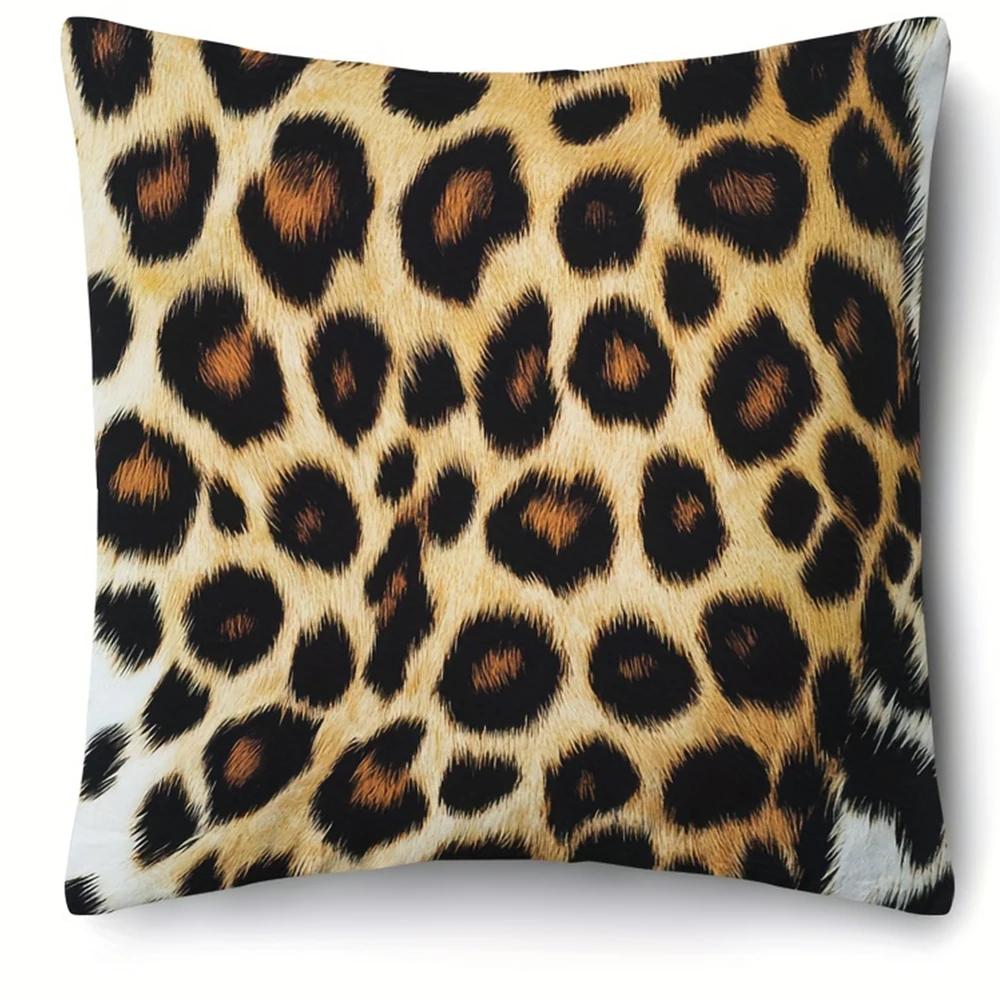 Leopard print bow decorative pillowcase pillowcase ultra-soft polyester material living room sofa back car pillowcase decoration
