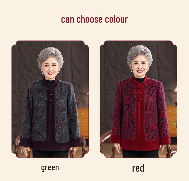 Chinese Style Woolen Tang Suit Coat - Winter Warmth for Elderly Women, Ideal for Mothers, Grandmothers, and Ladies In Their 60s and 70s