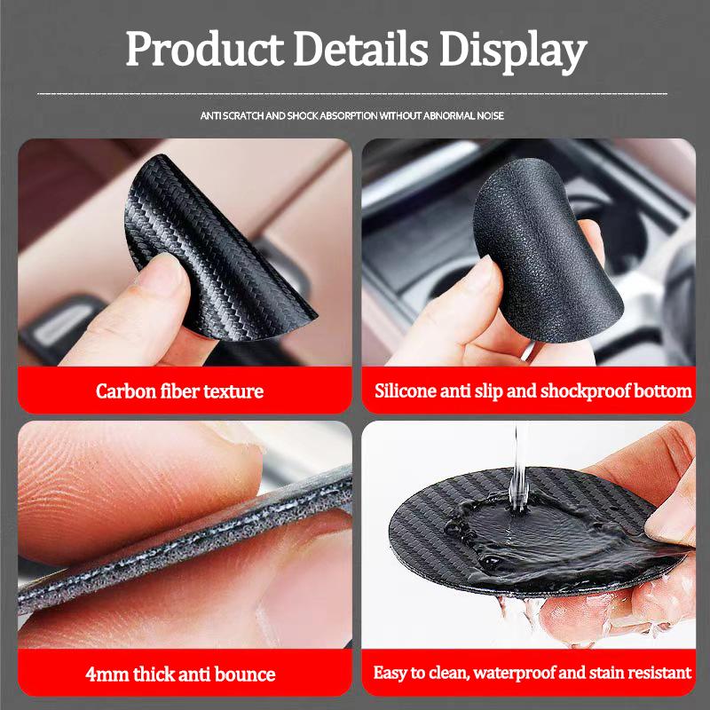 2Pcs Carbon Fiber Leather Coaster Car Water Cup Anti-slip Pad Mat Auto Interior For Alfa Romeo 4C 159 166 Spider 156 Mito 147 GT