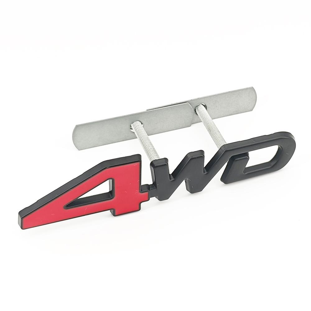 3D Metal 4WD Logo Letters Grill Emblem Badge Fender Car Trunk Sticker Decal For Honda Suzuki CRV Accord Civic Toyota Accessories