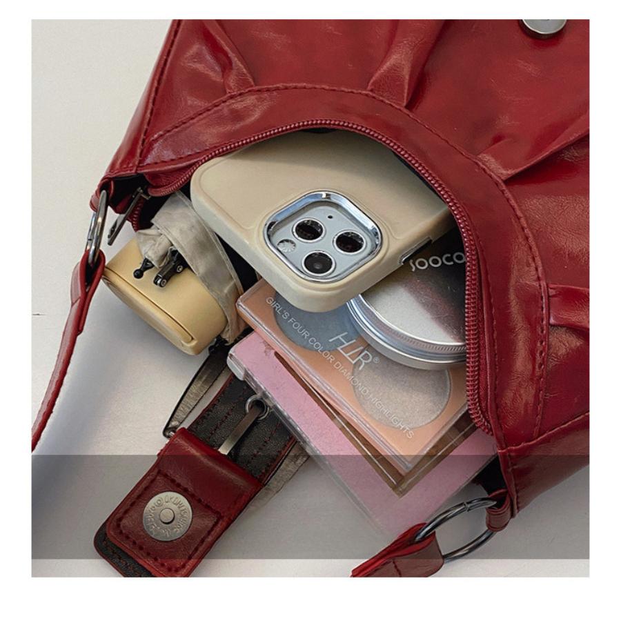 Textured Faux Leather Shoulder Bag for Women, Classic Pleated Underarm Handbag, Vintage Style Commute Crossbody Bag CLE