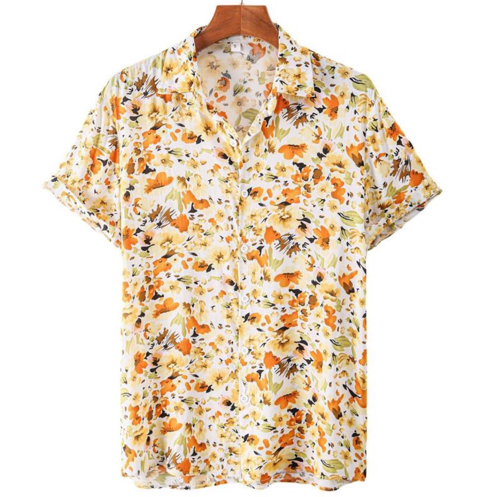 Floral Shirts Men's Summer Hawaiian Clothing Short Sleeve Tops Loose Holiday Seaside Social Lapel 3D Print Shirt 2026 Vintage