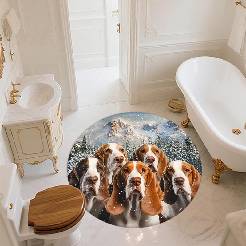 Basset Hound pattern round rug,Carpet Rug for Living Room Bedroom  Playroom ,Non-slip Floor Mat,Holiday Gifts and Birthday Gifts.