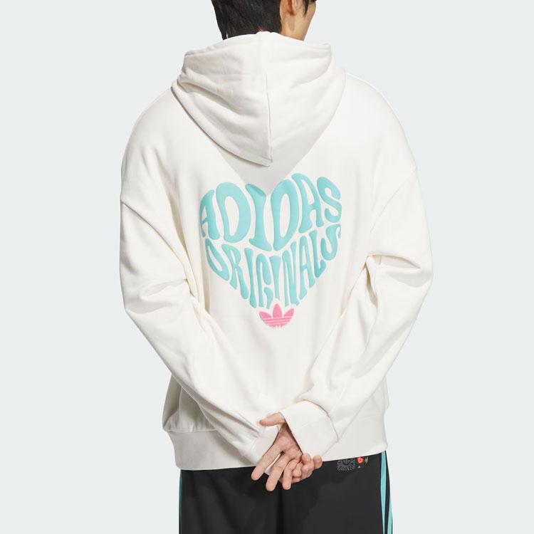 Adidas Originals SS24 V-Day Letter Print Sport Hoodie Unisex Tops Pink White JE3474