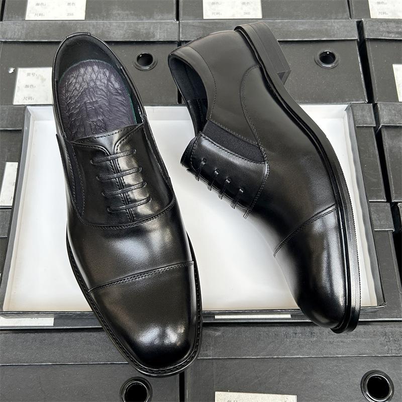 Three Joint Leather Shoes Men'S Foot Cover Business Dress Leather Breathable Suit Groom Wedding Men'S Shoes Men'S Leather Shoes Wooden Root