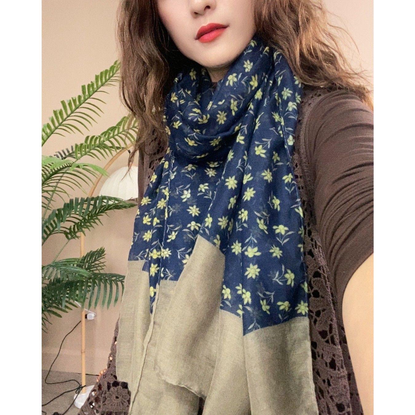 

Шарф универсальный этнический стиль ретро-искусство шелковый шарф осенний дорожный солнцезащитный платок внешний длинный женский стиль