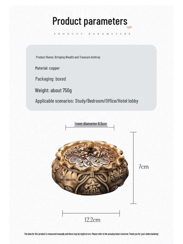 Brass Money Bag Ashtray: Large Creative Niche Ornament for Office, Living Room, or Tea Room Table