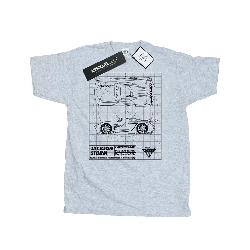 Disney Herren Cars Jackson Storm Blueprint T-Shirt
