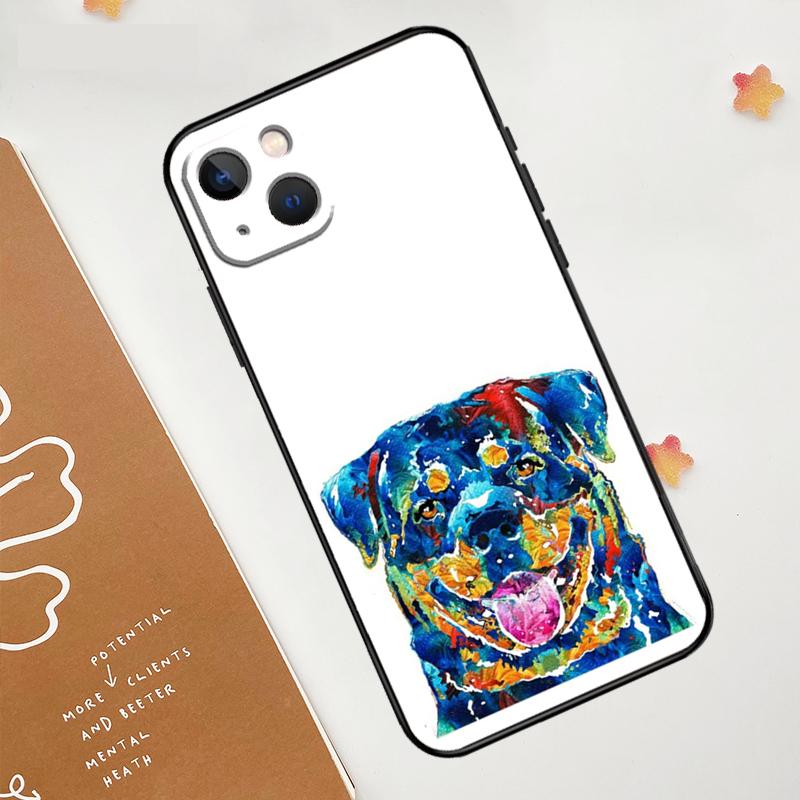 Cartoon Rottweiler Dog Case For Apple iPhone 15 16 14 13 12 11 Pro Max Mini XR 15 16 Plus 16e Protective Cover
