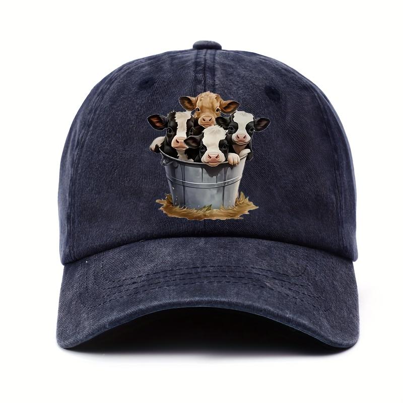 Cute cow print baseball cap with adjustable brim for outdoor sun protection and casual duckbill cap suitable for men and women