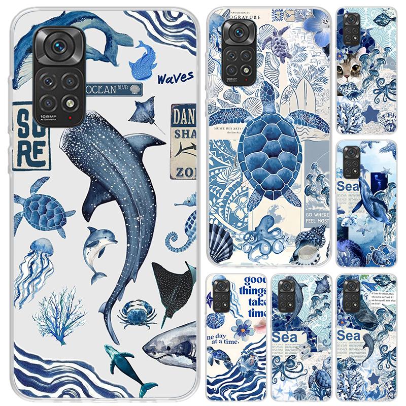 Ocean Starfish Sea Turtle Shark Phone Case for Xiaomi Redmi Note 15 14 14S 13 12S 12 Pro 11S 11 Plus 11T 11E 10S Soft Funda Prin